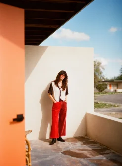 BRIXTON Margo Corduroy Trousers - Red and Pink