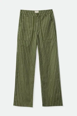 BRIXTON Vintage Military Trousers - Olive White Stripe
