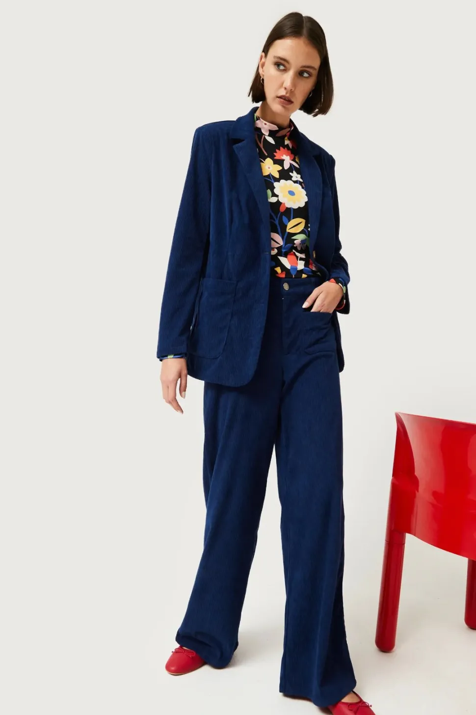 COMPANIA FANTASTICA Corduroy Pants - Navy Blue