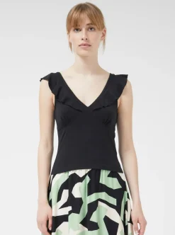 COMPANIA FANTASTICA Ruffled Camisole - Black