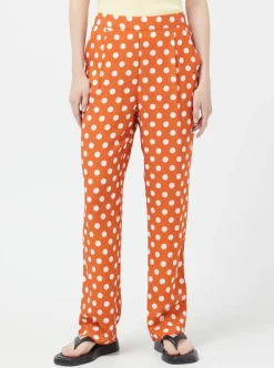 COMPANIA FANTASTICA Trousers - Orange Polka Dots