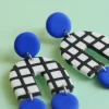 CROCODILE AGILE Arch Earrings - Blue Checks and Pastille