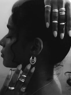 NOIR KALA Seeds Of Light Hoop Earrings - Silver