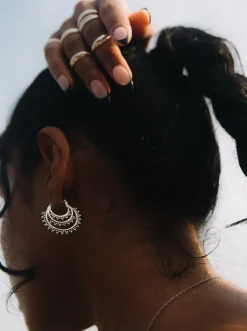 NOIR KALA Seeds Of Light Hoop Earrings - Silver