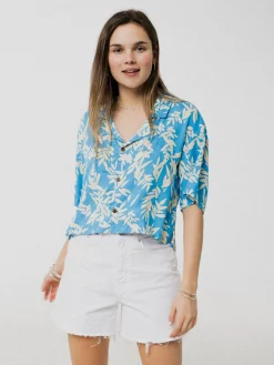 PINEAPPLE BANANAS Peony blouse - Sky pattern