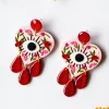 SLOW DAY STUDIOS Heart and Evil Eye Earrings - Red Glitter