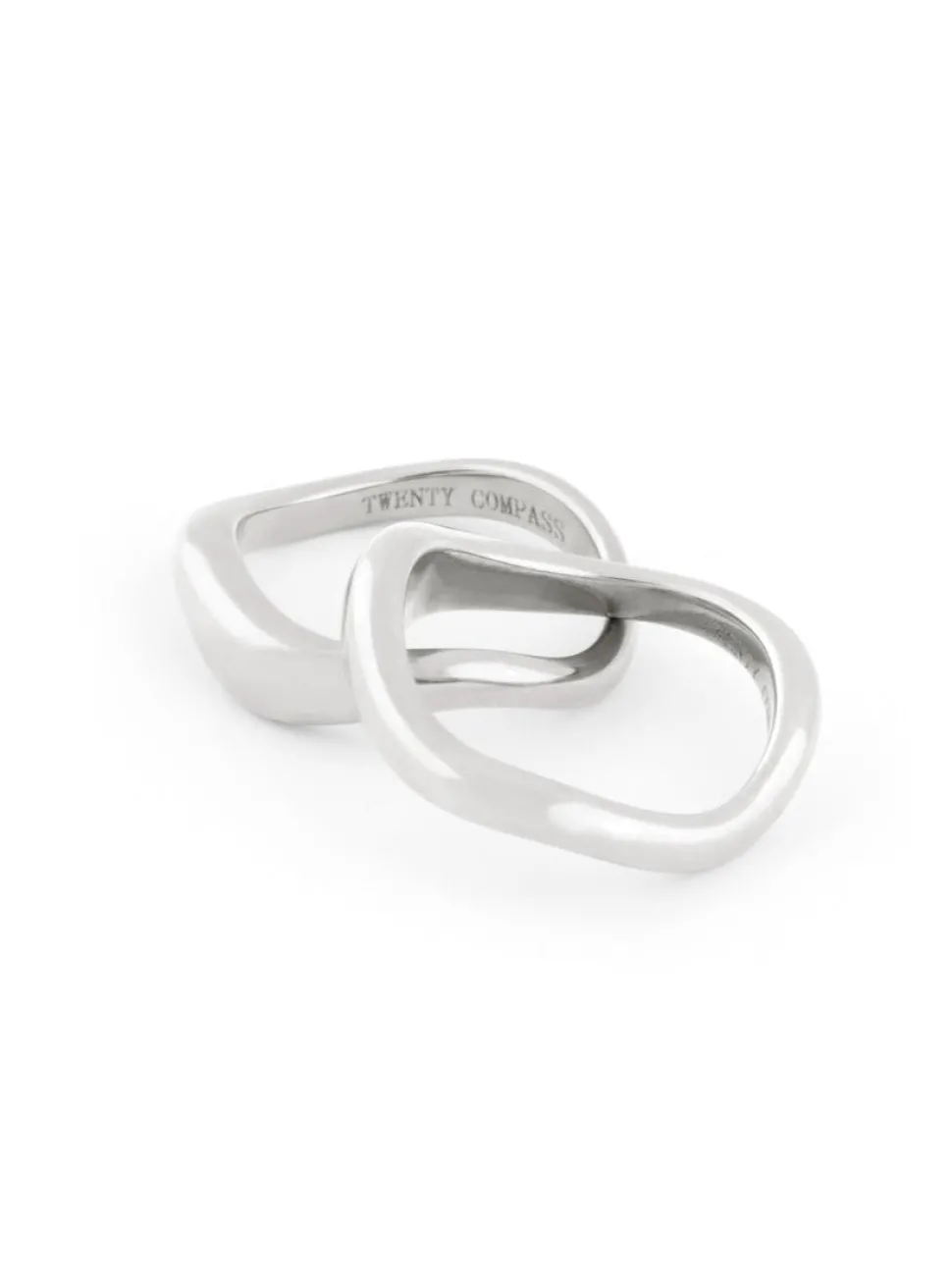 TWENTY COMPASS Curved Ring Duo - Stainless Steel