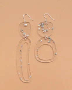 WARREN STEVEN SCOTT Large Ovoid Mix Earrings - Silver Sequin